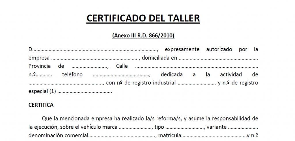 Certificado Taller